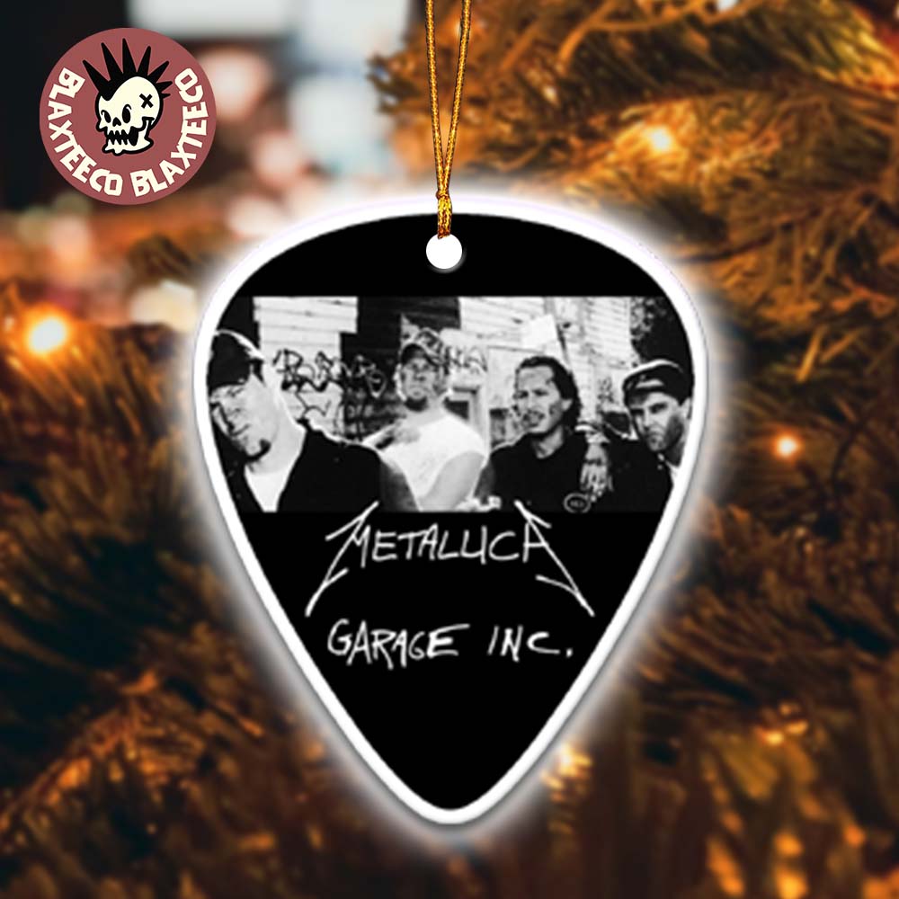 Metallica Garage Inc Band Photo Guitar Pick Shape Holiday Christmas Decorations Ornament
