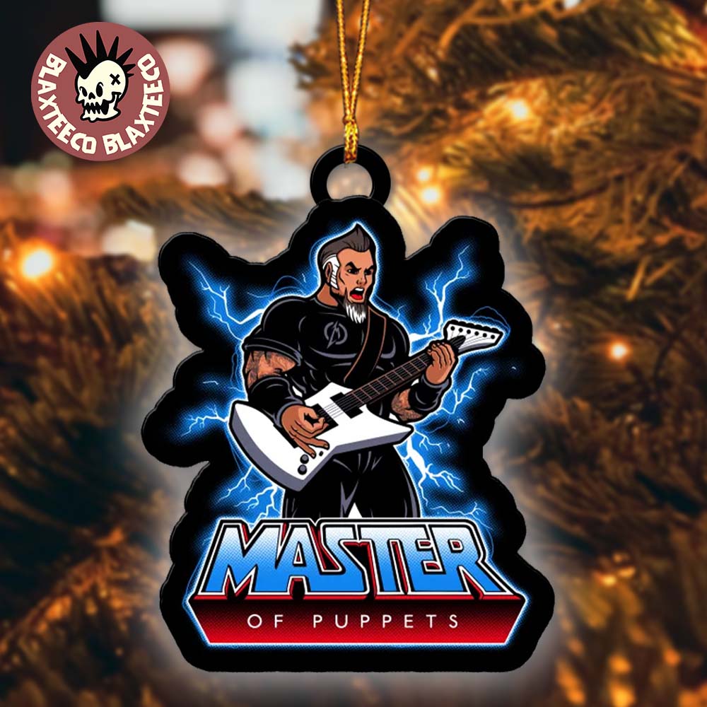 Metallica James Hetfield Playing Electric Guitar Master Of Puppets Two Sided Christmas Tree Personalized Ornament