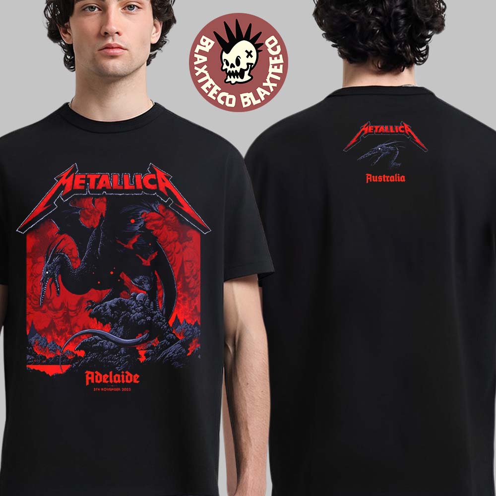 Metallica M72 Adelaide Australia Pop Up Shop Exclusive Tee By Ken Taylor At Adelaide Oval On November 5 2025 Pterosaur Art T-Shirt