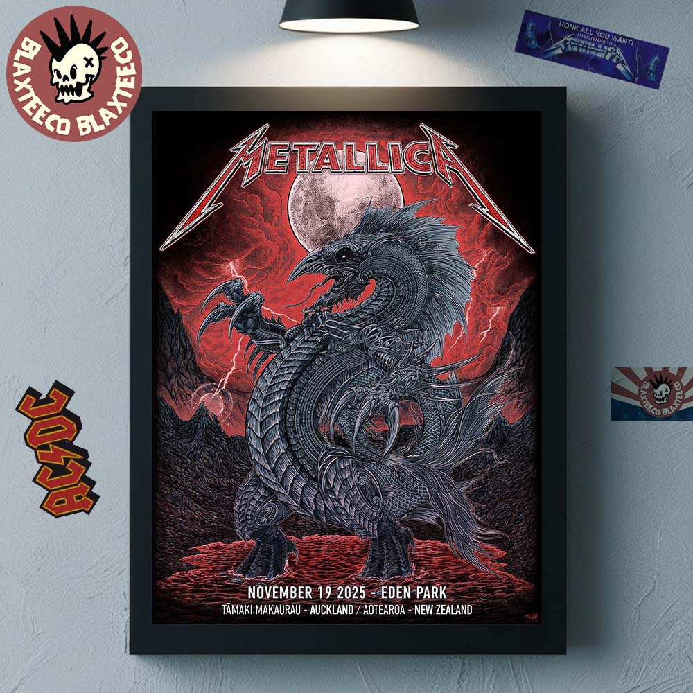 Metallica M72 Auckland New Zealand 2025 Venue Poster At Eden Park On November 19 2025 The Blood Moon Dragon Art Home Decor Poster Canvas