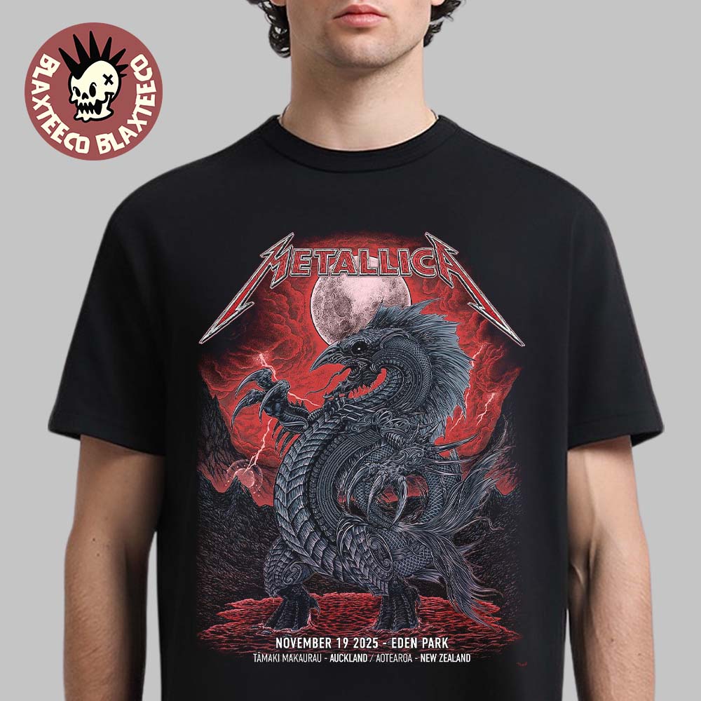 Metallica M72 Auckland New Zealand 2025 Venue Poster At Eden Park On November 19 2025 The Blood Moon Dragon Art T-Shirt