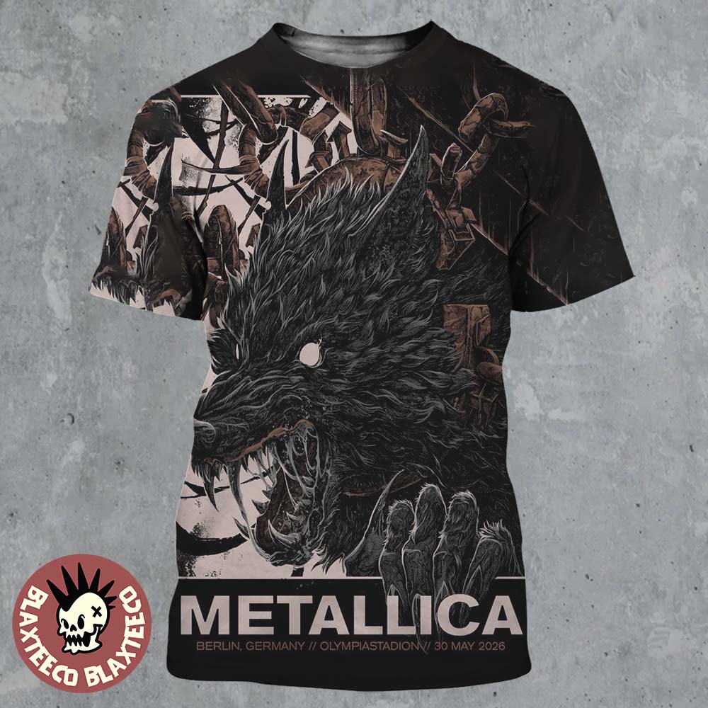 Metallica M72 Berlin Germany 2026 Pop Up Shop Poster At Olympiastadion On 30 May 2026 The Wolf Art All Over Print Shirt