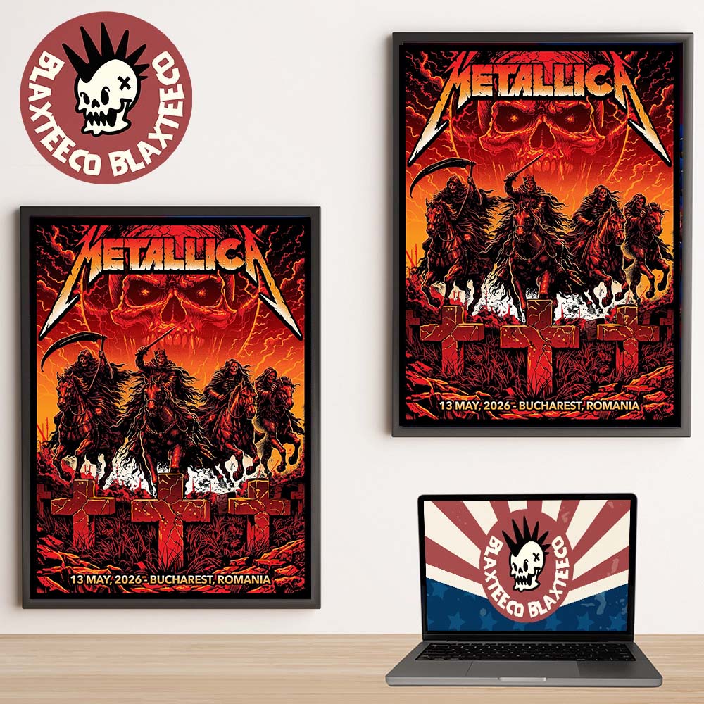 Metallica M72 Bucharest 2026 Pop Up Shop Poster At Romania Arena Nationala On 13 May 2026 The Death Four Horsemen Art Poster Canvas