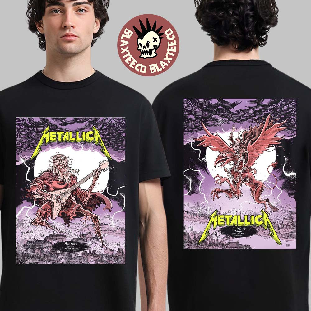 Metallica M72 Budapest Hungary 2026 Night 1 And 2 Combined Set Event Poster At Puskas Arena On June 11 And 13 2026 Two Sided T-Shirt