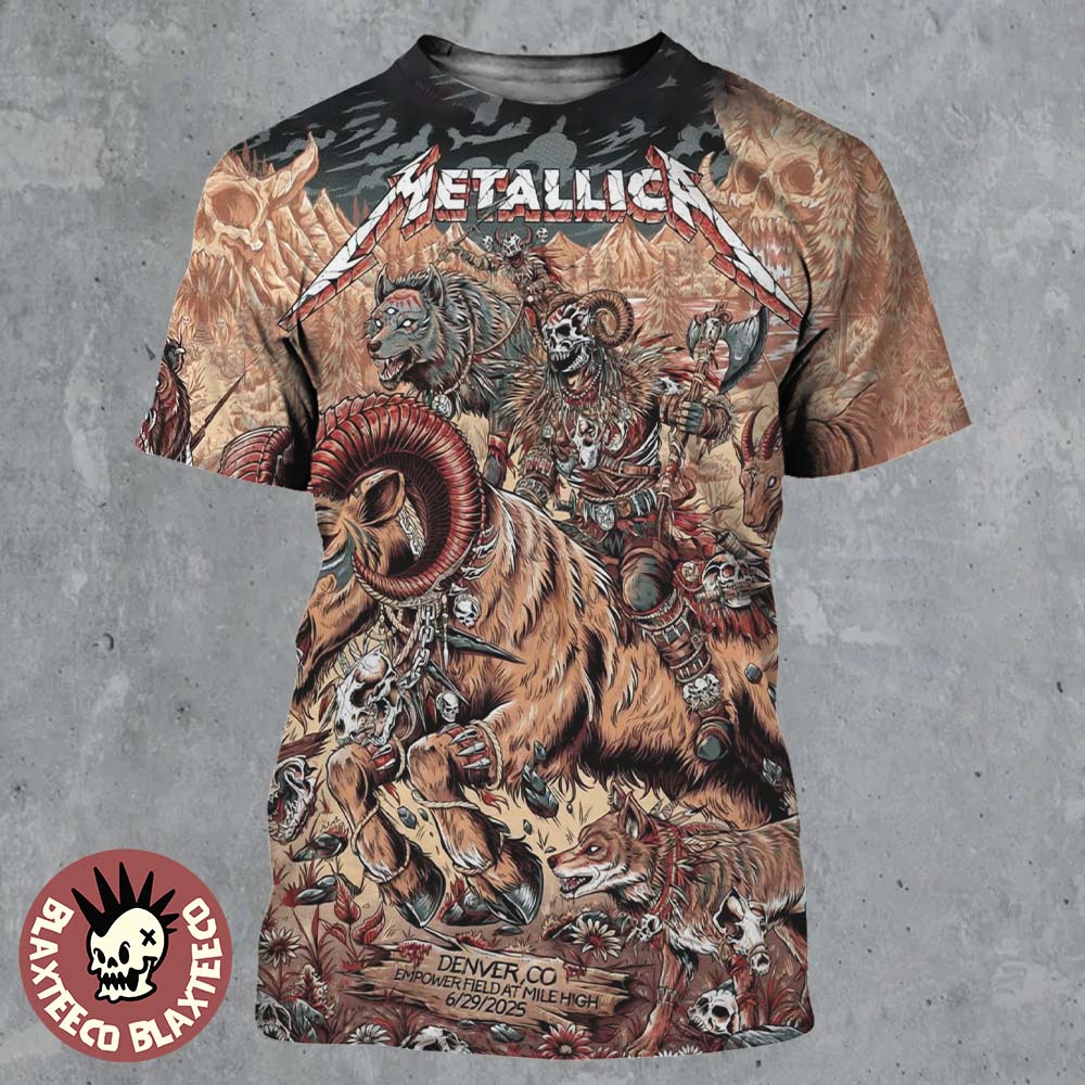 Metallica M72 Denver 2025 Night 2 Venue Poster In Denver Colorado At Empower Field at Mile High On June 29 2025 All Over Print Shirt
