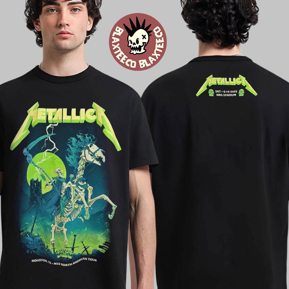 Metallica M72 Houston 2025 Venue Tee In Texas At NRG Stadium On June 14 2025 Skeleton Reaper Art Two Sided Unisex T-Shirt