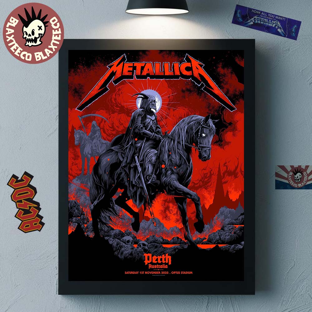 Metallica M72 Perth 2025 Pop Up Shop Poster In Australia At Optus Stadium On 1st November 2025 The Skeleton Knight Home Decor Poster Canvas