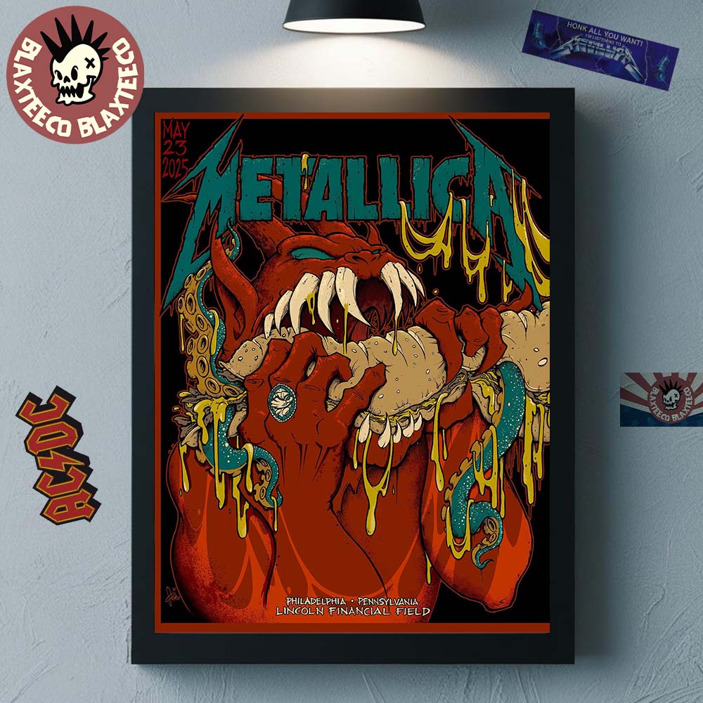 Metallica M72 Philly 2025 Night 1 Venue Poster In Philadelphia Pennsylvania At Lincoln Financial Field On May 23 2025 Red Devil Artwork Home Decor Poster Canvas
