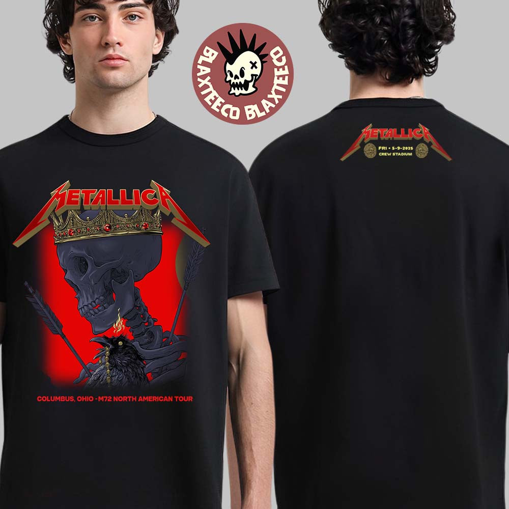 Metallica M72 Sonic Temple 2025 Night 1 Venue Tee In Columbus Ohio At Crew Stadium On May 9 2025 M72 North American Tour Two Sided Unisex T-Shirt