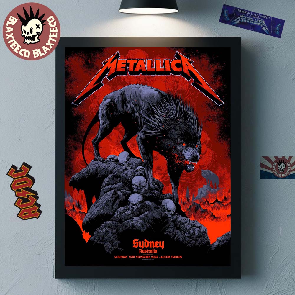 Metallica M72 Sydney Australia 2025 Pop Up Shop Poster By Ken Taylor At Accor Stadium On 15 November 2025 The Wolf Art Home Decor Poster Canvas