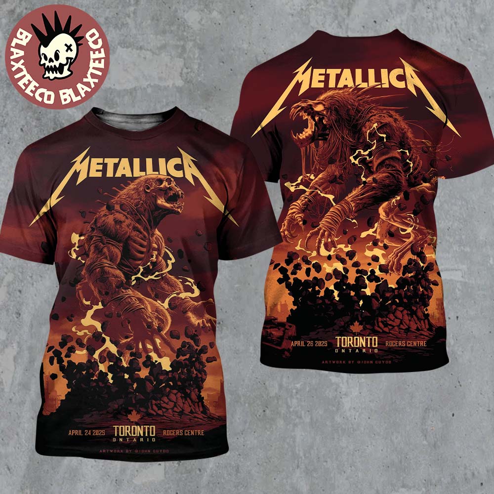 Metallica M72 Toronto Canada Venue Full Shows Combined Poster At Rogers Centre On April 24 And 26 2025 M72 North American Tour The Titan War Art Two Sided All Over Print Shirt