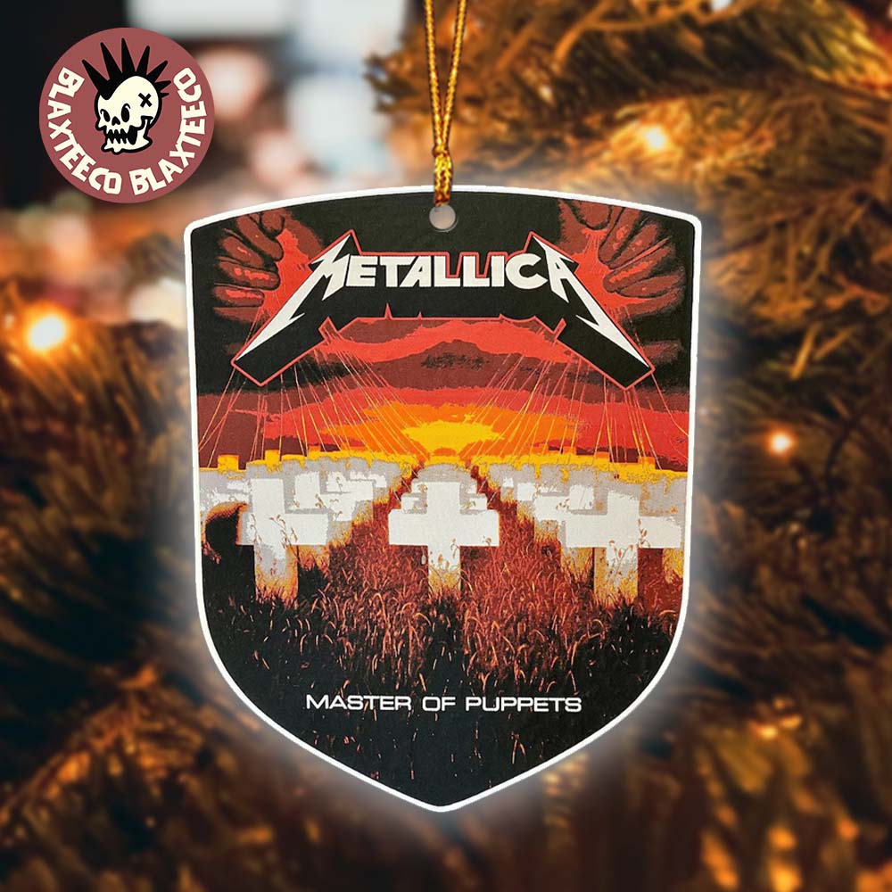 Metallica Master Of Puppets Album Cover Festive Shield Shape Christmas Decorations Ornament