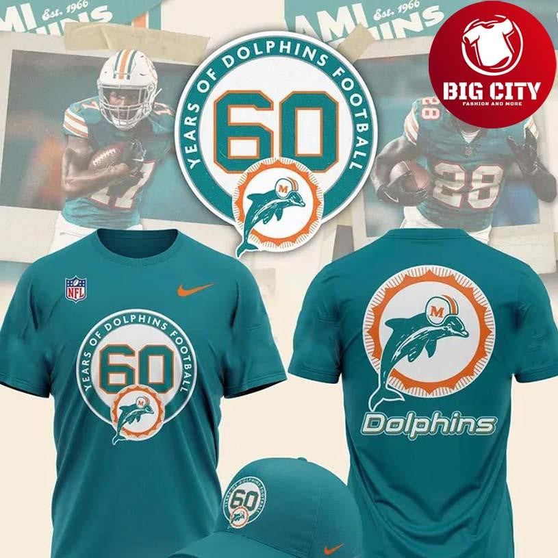 Miami Dolphins 60th Anniversary Celebration Two Sided Shirt
