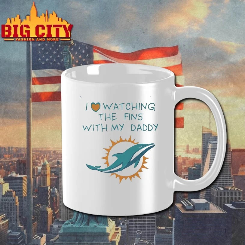 Miami Dolphins Love Watching Fins With Daddy Baby shirt