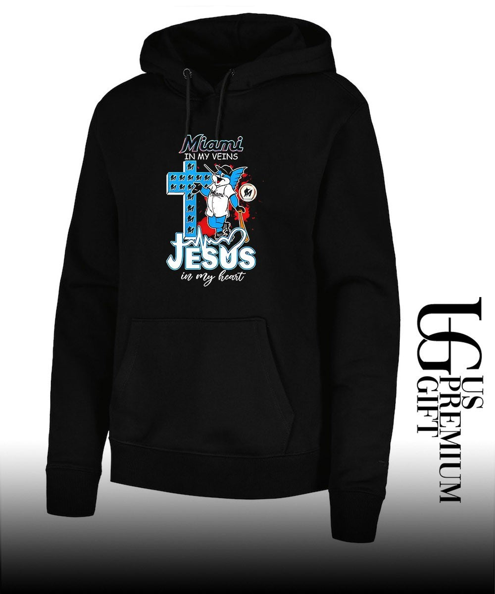 Miami Marlins In My Veins Jesus In My Heart mascot shirt