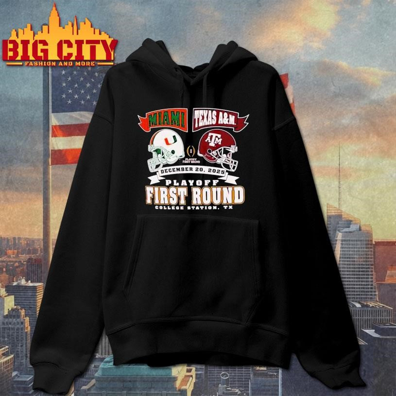 Miami Vs Texas Am Cfp Round 1 Head-2-head Helmet Dec 20 2025 Shirt