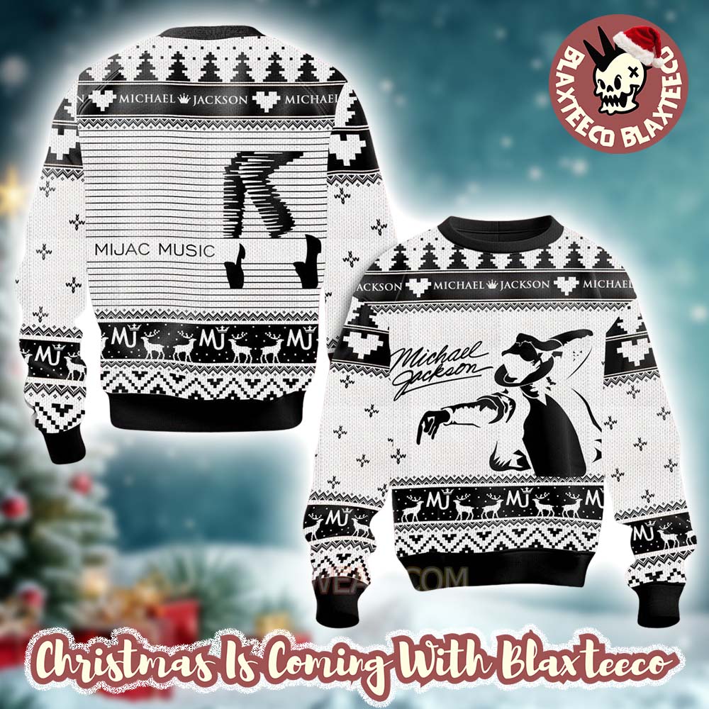 Michael Jackson Mijac Music Signature Knitted White Personalized Ugly Christmas Sweater