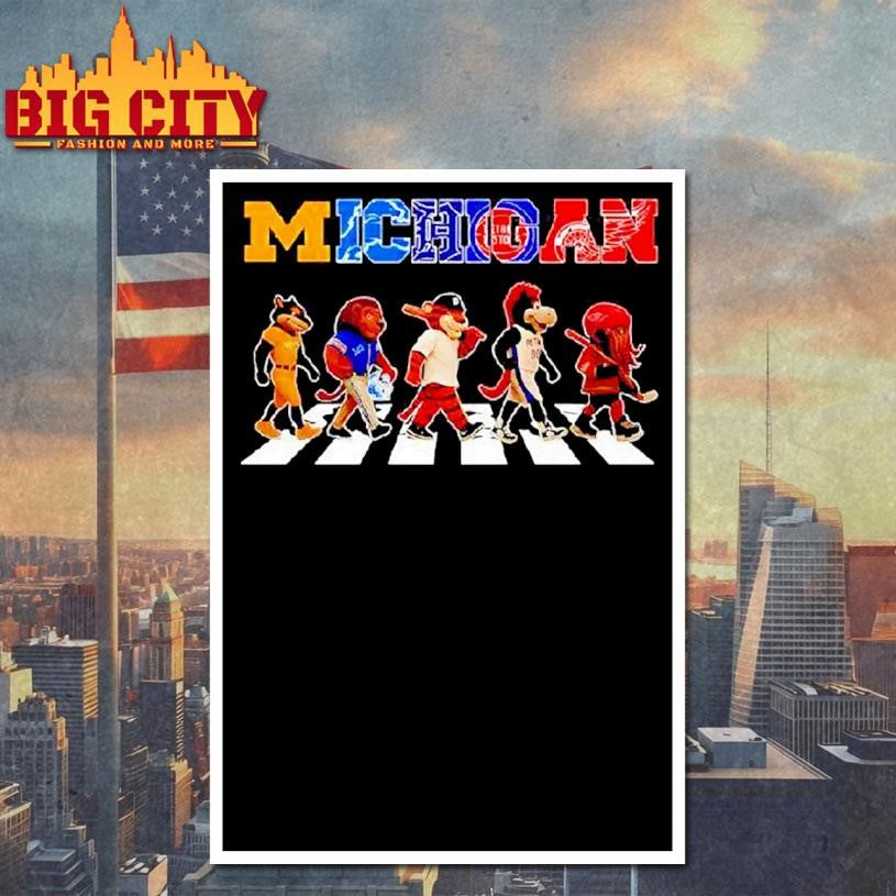 Michigan Sports Team Abbey Road Signatures Mascot Shirt