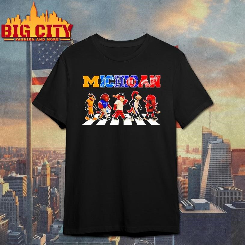 Michigan Sports Team Abbey Road Signatures Mascot Shirt