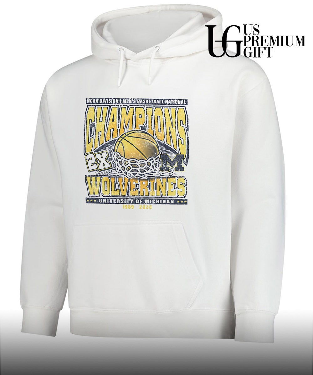 Michigan Wolverines 2026 Two-Time NCAA Men’s Basketball National Champions shirt