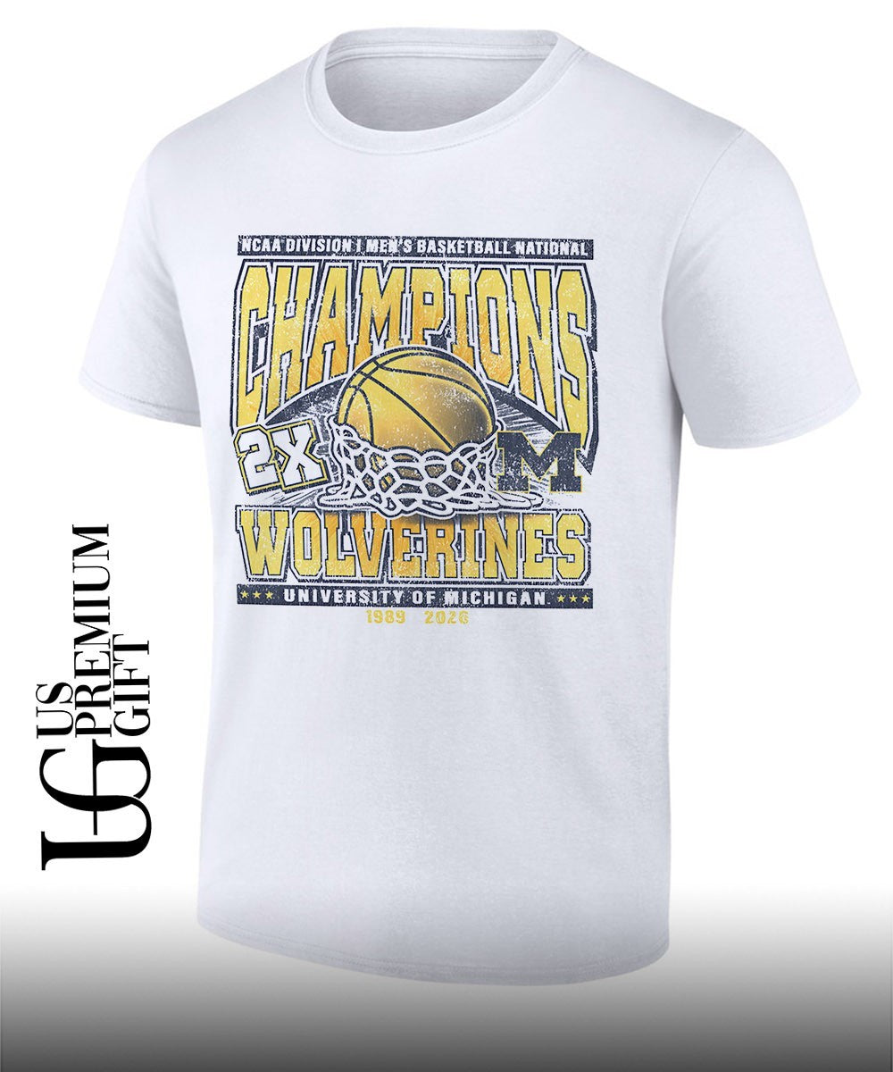Michigan Wolverines 2026 Two-Time NCAA Men’s Basketball National Champions shirt