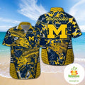 Michigan Wolverines Hawaiian Shirt Fishing Short Sleeve Button Up