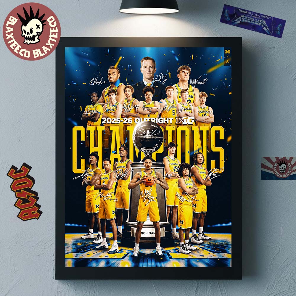 Michigan Wolverines Men’s Basketball 2025 2026 Outright B1G Big 10 Champions Home Decor Poster Canvas