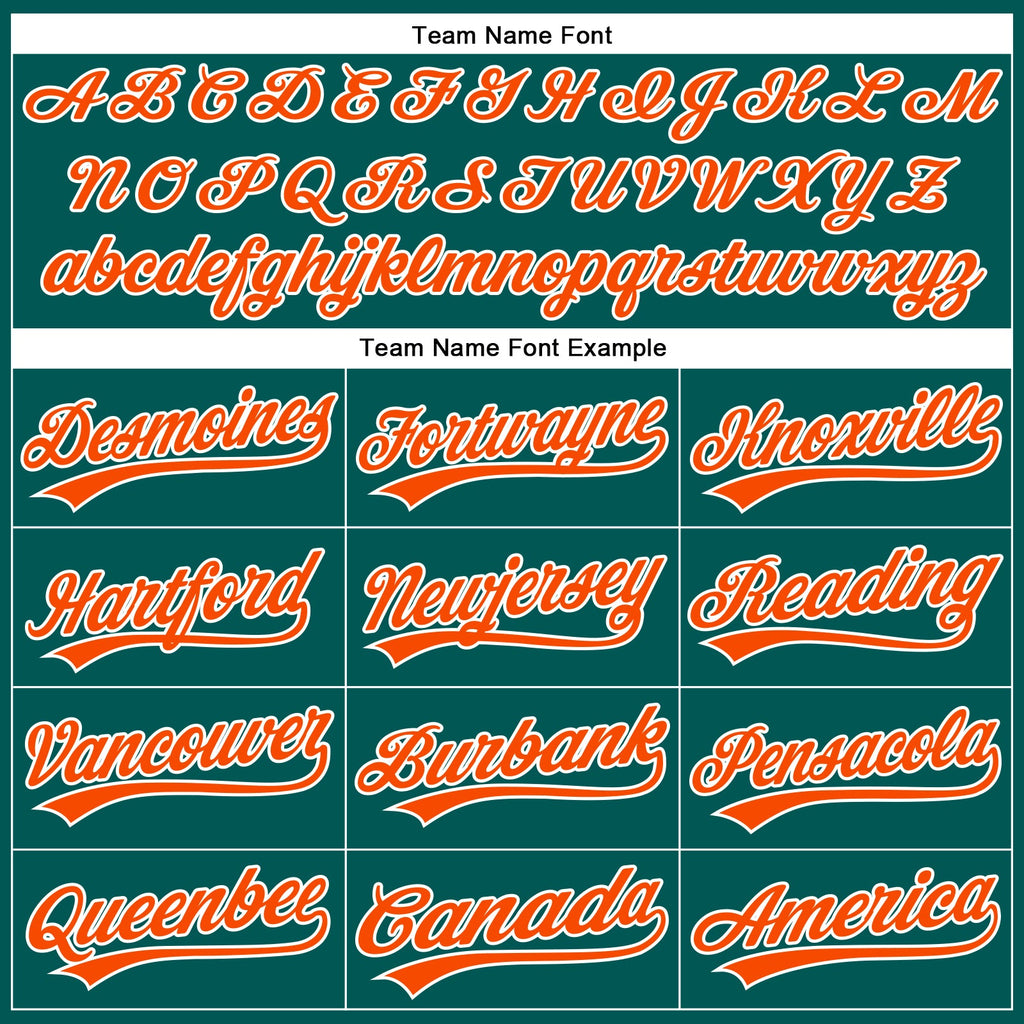 Custom Midnight Green Orange-White Authentic Baseball Jersey