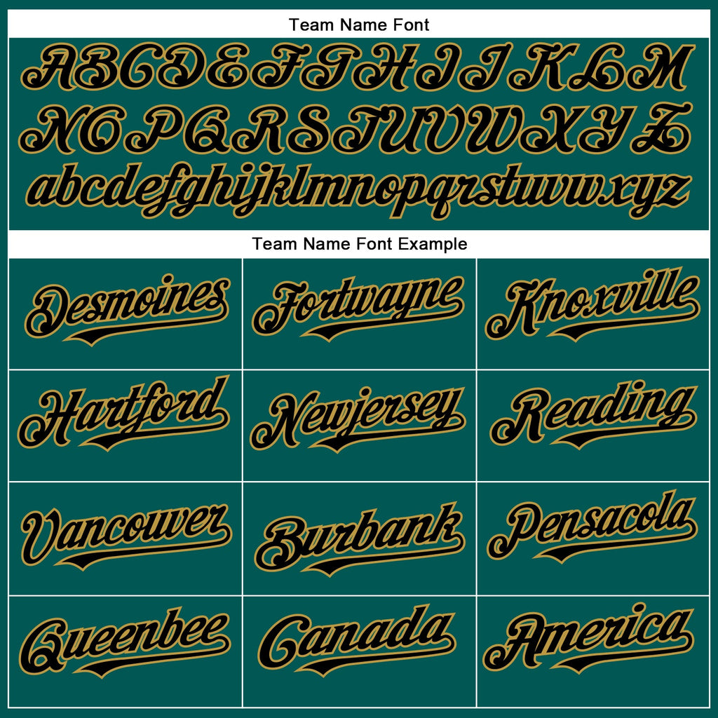 Custom Midnight Green Black-Old Gold Authentic Baseball Jersey