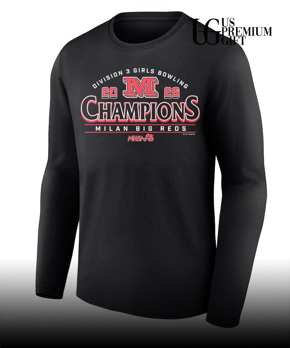 Milan Big Reds 2026 MHSAA Girls Bowling D3 Champions T-shirt