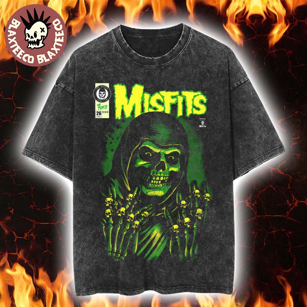 Misfits X Yesterdays WonderCon Anaheim 2026 Exclusives Emerald Hell Retro Mineral Wash Tee Shirt