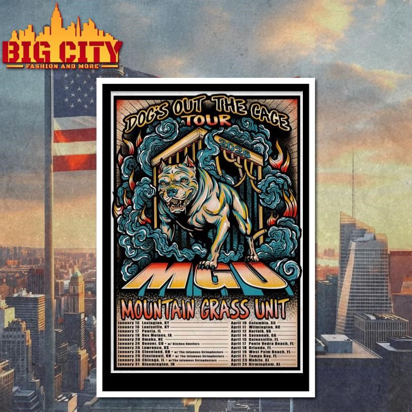 Mountain Grass Unit Tour Dog’s Out The Cage 2026 Poster Shirt