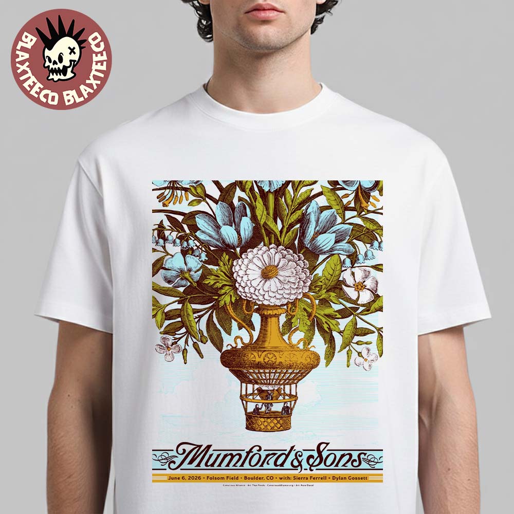 Mumford And Sons Boulder Colorado 2026 Event Poster At Folsom Field On June 6 2026 T-Shirt