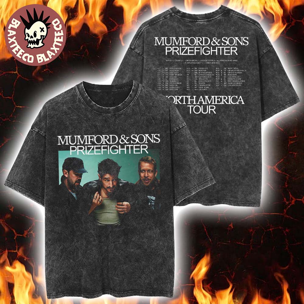 Mumford And Sons Prizefighter North America Tour 2026 City Dates Retro Washed T-Shirt