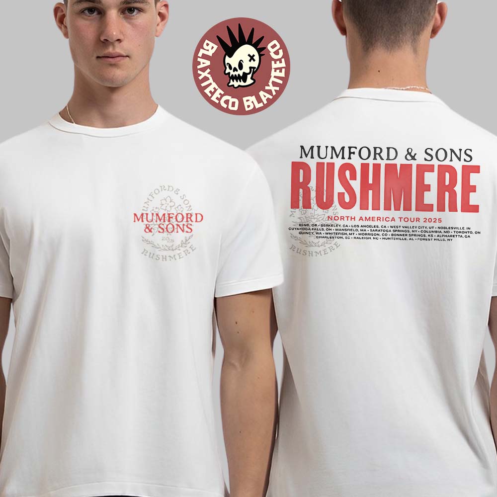 Mumford And Sons Rushmere North America Tour 2025 Bone Stamp Print Two Sided T-Shirt
