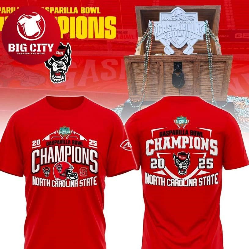 NC State Wolfpack 2025 Gasparilla Bowl Champs Two Sided Shirt