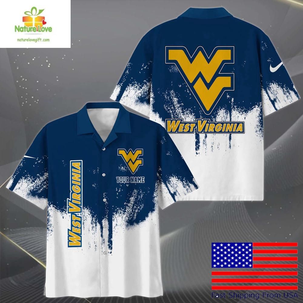 West Virginia Mountaineers Hawaiian Shirt Custom Paint Splatter Logo