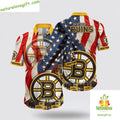 Boston Bruins Hawaiian Shirt American Flag Aloha Shirt for Summer