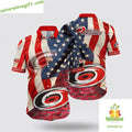 Carolina Hurricanes Hawaiian Shirt American Flag Summer Fan Gear LV21CWVJ79