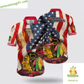 Chicago Blackhawks Hawaiian Shirt American Flag Aloha Shirt