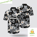 Los Angeles Kings Hawaiian Shirt Tropical Begonia Flower Design