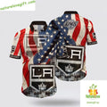 Los Angeles Kings Hawaiian Shirt American Flag Summer Aloha Shirt