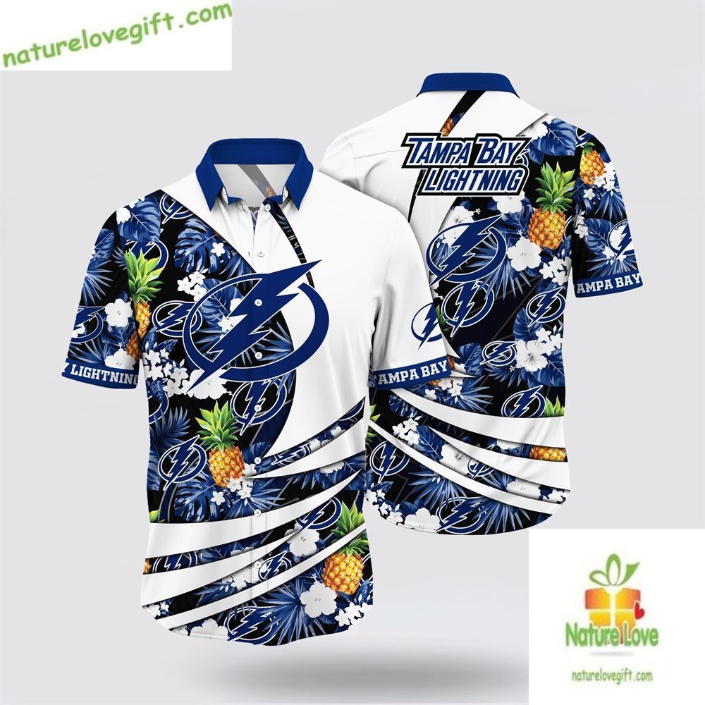 Tampa Bay Lightning Hawaiian Shirt Pineapple Tropical Design