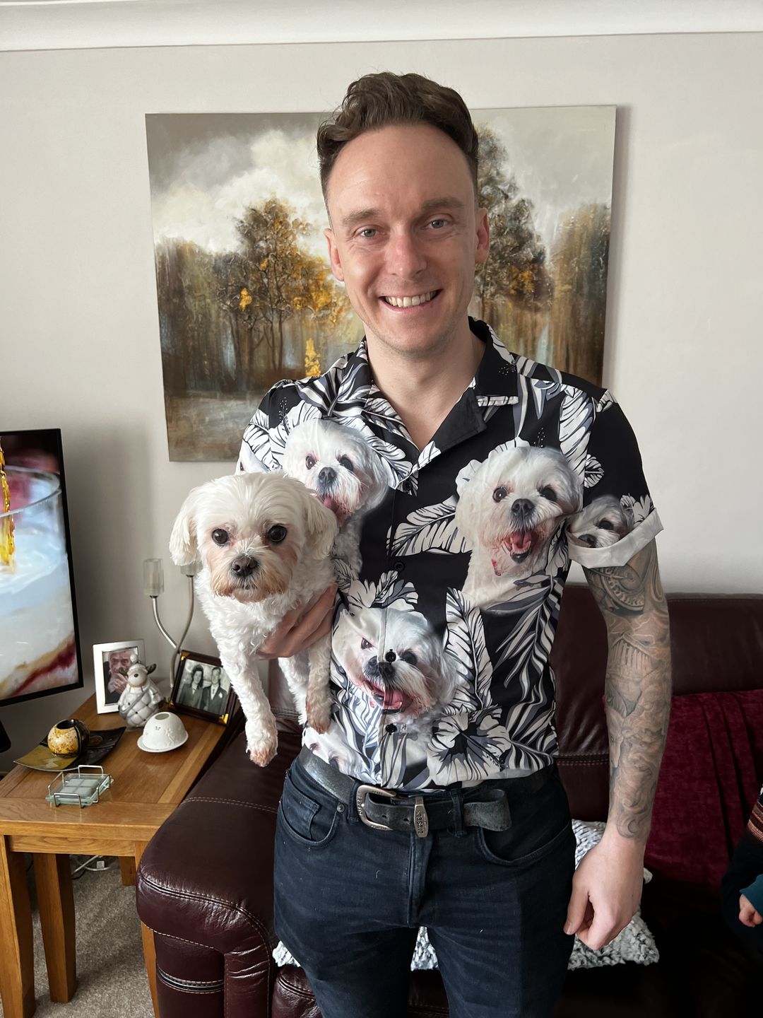 Custom Hawaiian Shirt For Cat Lovers | Personalized Kitty Lovers Gift | Flowers Pattern Black Color Aloha Shirt