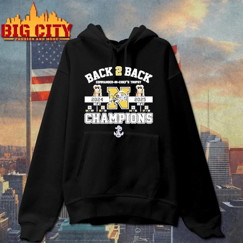 Navy Midshipmen Back 2 Back Commander In Chiefs Trophy Champions Shirt