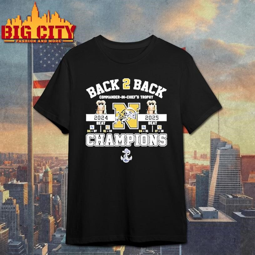 Navy Midshipmen Back 2 Back Commander In Chiefs Trophy Champions Shirt