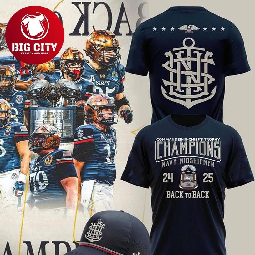 Navy Midshipmen Commander-In-Chief’s Trophy Champions 2025 Season Two Sided Shirt