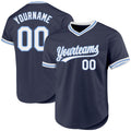 Custom Navy White-Light Blue Authentic Throwback Baseball Jersey