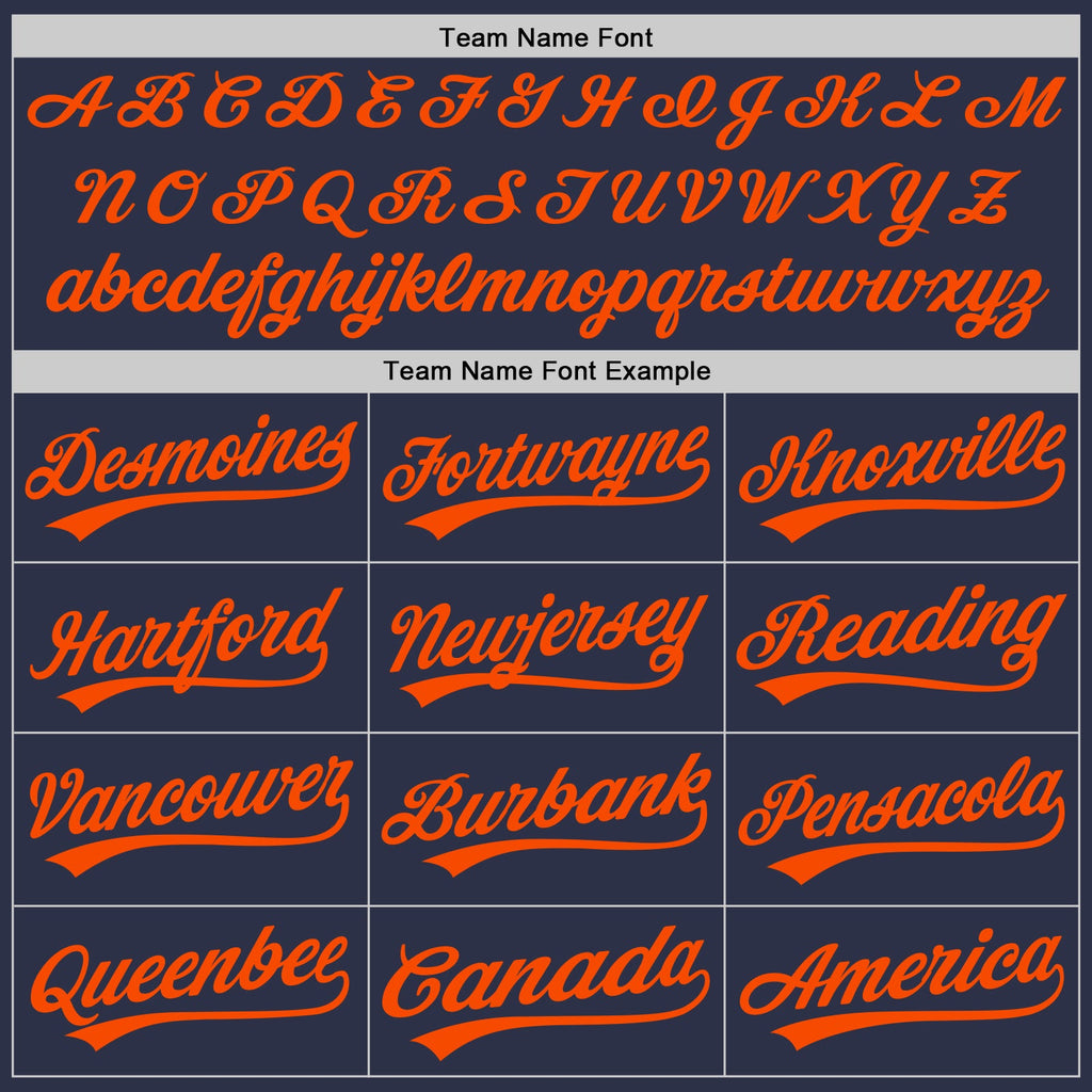 Custom Navy Orange-Blue Authentic Throwback Baseball Jersey