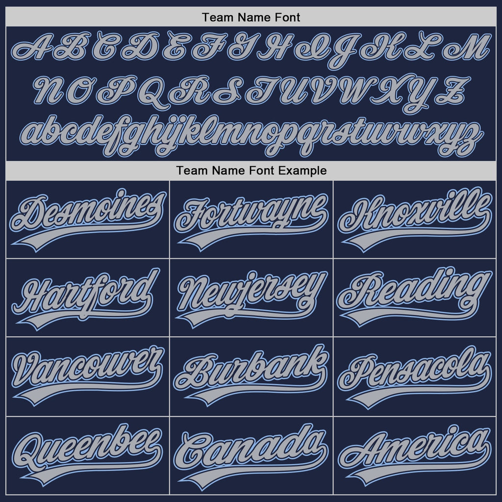 Custom Navy Gray-Light Blue Authentic Baseball Jersey